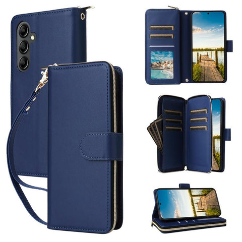 Nine-card Slots Zipper Wallet Bag Leather Phone Case, For Galaxy A26 5G, For Galaxy A16, For Galaxy A25, For Galaxy A55, For Galaxy A35, For Galaxy A15