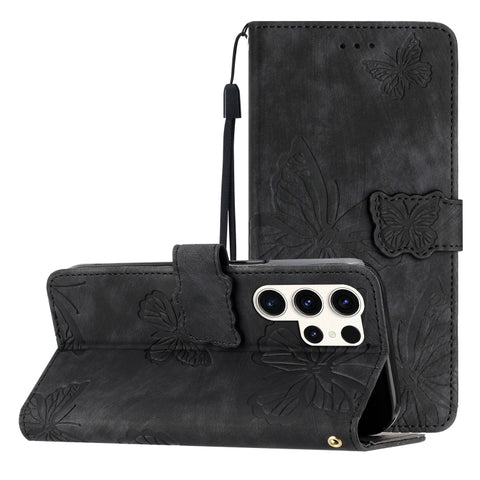 Skin-feel Embossed Butterfly Leather Phone Case, For Galaxy S27 Ultra 5G, For Galaxy S27 Pro 5G, For Galaxy S27+ 5G, For Samsung Galaxy S25 5G, For Samsung Galaxy S25+ 5G, For Samsung Galaxy S25 Ultra 5G