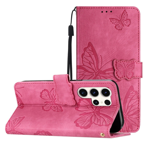 Skin-feel Embossed Butterfly Leather Phone Case, For Galaxy S27 Ultra 5G, For Galaxy S27 Pro 5G, For Galaxy S27+ 5G, For Samsung Galaxy S25 5G, For Samsung Galaxy S25+ 5G, For Samsung Galaxy S25 Ultra 5G