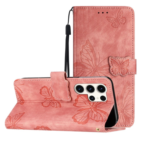 Skin-feel Embossed Butterfly Leather Phone Case, For Galaxy S27 Ultra 5G, For Galaxy S27 Pro 5G, For Galaxy S27+ 5G, For Samsung Galaxy S25 5G, For Samsung Galaxy S25+ 5G, For Samsung Galaxy S25 Ultra 5G