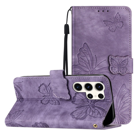 Skin-feel Embossed Butterfly Leather Phone Case, For Galaxy S27 Ultra 5G, For Galaxy S27 Pro 5G, For Galaxy S27+ 5G, For Samsung Galaxy S25 5G, For Samsung Galaxy S25+ 5G, For Samsung Galaxy S25 Ultra 5G