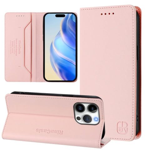 RC01 Dual-Folded Magnetic Suction RFID Leather Phone Case, For iPhone 18 Pro / 17 Pro, For iPhone 18 Pro Max / 17 Pro Max, For iPhone 17e / 16e, For iPhone 17, For iPhone Air, For iPhone 16 Pro Max