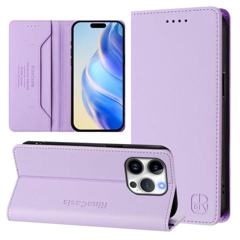 RC01 Dual-Folded Magnetic Suction RFID Leather Phone Case, For iPhone 18 Pro / 17 Pro, For iPhone 18 Pro Max / 17 Pro Max, For iPhone 17e / 16e, For iPhone 17, For iPhone Air, For iPhone 16 Pro Max