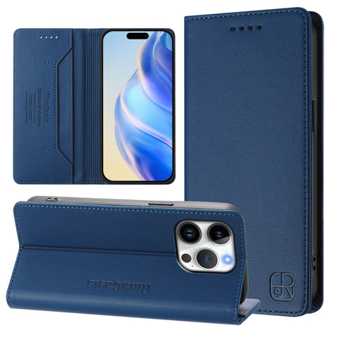 RC01 Dual-Folded Magnetic Suction RFID Leather Phone Case, For iPhone 18 Pro / 17 Pro, For iPhone 18 Pro Max / 17 Pro Max, For iPhone 17e / 16e, For iPhone 17, For iPhone Air, For iPhone 16 Pro Max