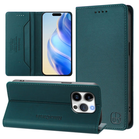 RC01 Dual-Folded Magnetic Suction RFID Leather Phone Case, For iPhone 18 Pro / 17 Pro, For iPhone 18 Pro Max / 17 Pro Max, For iPhone 17e / 16e, For iPhone 17, For iPhone Air, For iPhone 16 Pro Max