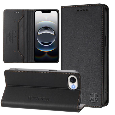 RC01 Dual-Folded Magnetic Suction RFID Leather Phone Case, For iPhone 18 Pro / 17 Pro, For iPhone 18 Pro Max / 17 Pro Max, For iPhone 17e / 16e, For iPhone 17, For iPhone Air, For iPhone 16 Pro Max