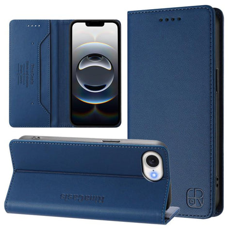 RC01 Dual-Folded Magnetic Suction RFID Leather Phone Case, For iPhone 18 Pro / 17 Pro, For iPhone 18 Pro Max / 17 Pro Max, For iPhone 17e / 16e, For iPhone 17, For iPhone Air, For iPhone 16 Pro Max