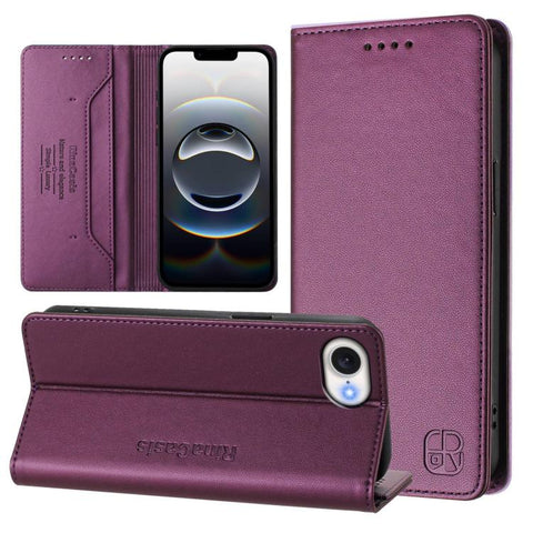 RC01 Dual-Folded Magnetic Suction RFID Leather Phone Case, For iPhone 18 Pro / 17 Pro, For iPhone 18 Pro Max / 17 Pro Max, For iPhone 17e / 16e, For iPhone 17, For iPhone Air, For iPhone 16 Pro Max