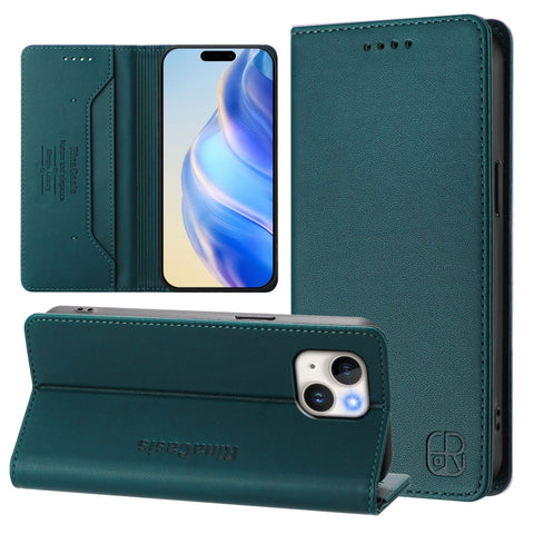 RC01 Dual-Folded Magnetic Suction RFID Leather Phone Case, For iPhone 15, For iPhone 14 Plus, For iPhone 14 / 13, For iPhone 14 Pro, For iPhone 14 Pro Max, For iPhone 7 / 8 / SE 2022