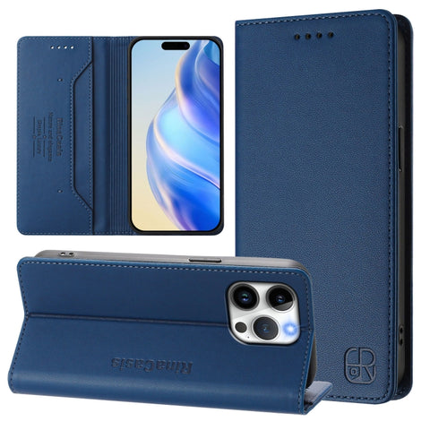 RC01 Dual-Folded Magnetic Suction RFID Leather Phone Case, For iPhone 15, For iPhone 14 Plus, For iPhone 14 / 13, For iPhone 14 Pro, For iPhone 14 Pro Max, For iPhone 7 / 8 / SE 2022