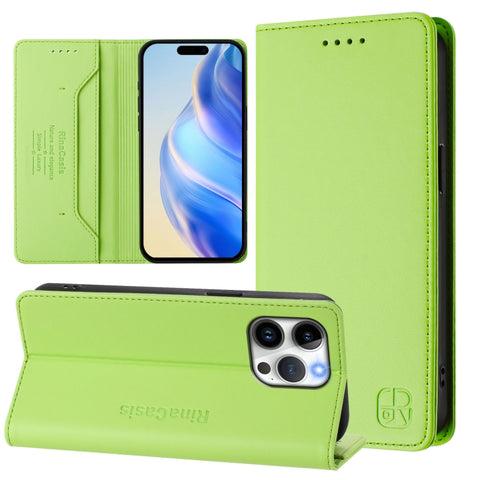 RC01 Dual-Folded Magnetic Suction RFID Leather Phone Case, For iPhone 15, For iPhone 14 Plus, For iPhone 14 / 13, For iPhone 14 Pro, For iPhone 14 Pro Max, For iPhone 7 / 8 / SE 2022
