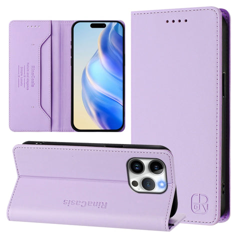 RC01 Dual-Folded Magnetic Suction RFID Leather Phone Case, For iPhone 15, For iPhone 14 Plus, For iPhone 14 / 13, For iPhone 14 Pro, For iPhone 14 Pro Max, For iPhone 7 / 8 / SE 2022