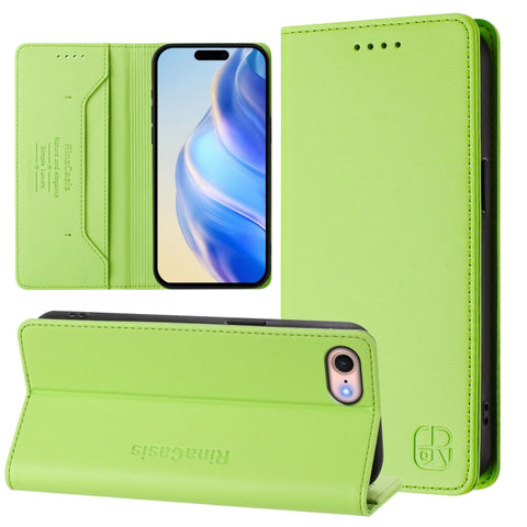 RC01 Dual-Folded Magnetic Suction RFID Leather Phone Case, For iPhone 15, For iPhone 14 Plus, For iPhone 14 / 13, For iPhone 14 Pro, For iPhone 14 Pro Max, For iPhone 7 / 8 / SE 2022