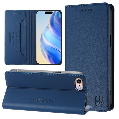 RC01 Dual-Folded Magnetic Suction RFID Leather Phone Case, For iPhone 15, For iPhone 14 Plus, For iPhone 14 / 13, For iPhone 14 Pro, For iPhone 14 Pro Max, For iPhone 7 / 8 / SE 2022