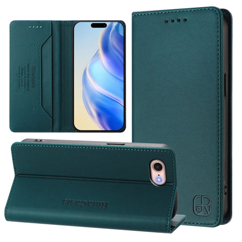 RC01 Dual-Folded Magnetic Suction RFID Leather Phone Case, For iPhone 15, For iPhone 14 Plus, For iPhone 14 / 13, For iPhone 14 Pro, For iPhone 14 Pro Max, For iPhone 7 / 8 / SE 2022