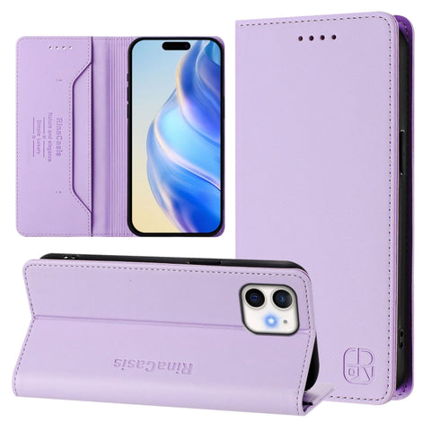 RC01 Dual-Folded Magnetic Suction RFID Leather Phone Case, For iPhone 13 Pro Max, For iPhone 13 Pro, For iPhone 13 mini, For iPhone 12 / 12 Pro, For iPhone 12 Pro Max, For iPhone 12 mini