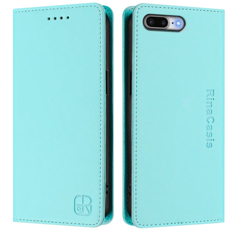 RC01 Dual-Folded Magnetic Suction RFID Leather Phone Case, For iPhone 7 Plus / 8 Plus