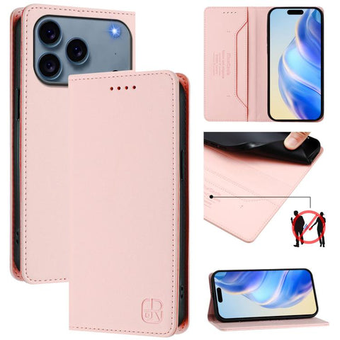 RC01 Dual-Folded Magnetic Suction RFID Leather Phone Case, For iPhone 18 Pro / 17 Pro, For iPhone 18 Pro Max / 17 Pro Max, For iPhone 17e / 16e, For iPhone 17, For iPhone Air, For iPhone 16 Pro Max