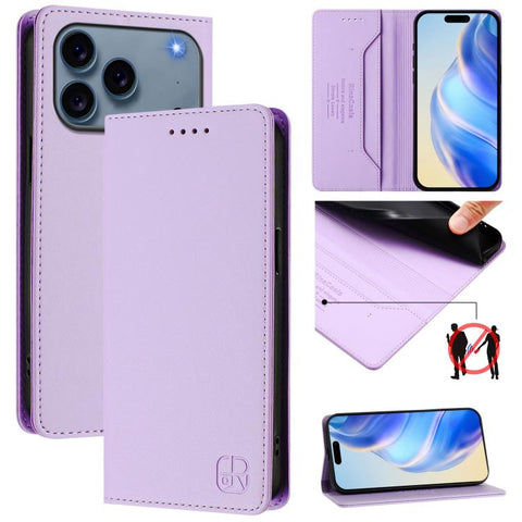 RC01 Dual-Folded Magnetic Suction RFID Leather Phone Case, For iPhone 18 Pro / 17 Pro, For iPhone 18 Pro Max / 17 Pro Max, For iPhone 17e / 16e, For iPhone 17, For iPhone Air, For iPhone 16 Pro Max