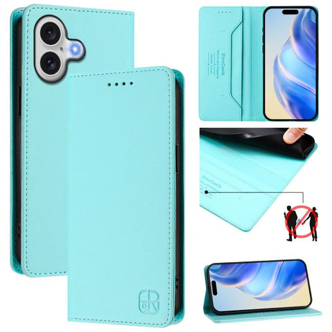 RC01 Dual-Folded Magnetic Suction RFID Leather Phone Case, For iPhone 18 Pro / 17 Pro, For iPhone 18 Pro Max / 17 Pro Max, For iPhone 17e / 16e, For iPhone 17, For iPhone Air, For iPhone 16 Pro Max