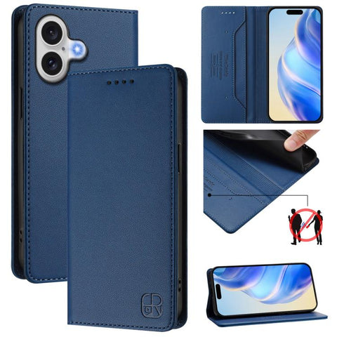 RC01 Dual-Folded Magnetic Suction RFID Leather Phone Case, For iPhone 18 Pro / 17 Pro, For iPhone 18 Pro Max / 17 Pro Max, For iPhone 17e / 16e, For iPhone 17, For iPhone Air, For iPhone 16 Pro Max
