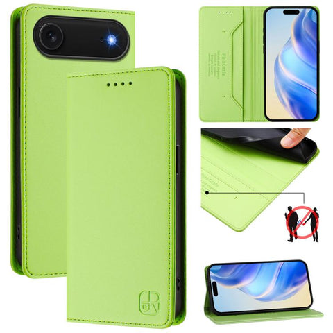RC01 Dual-Folded Magnetic Suction RFID Leather Phone Case, For iPhone 18 Pro / 17 Pro, For iPhone 18 Pro Max / 17 Pro Max, For iPhone 17e / 16e, For iPhone 17, For iPhone Air, For iPhone 16 Pro Max