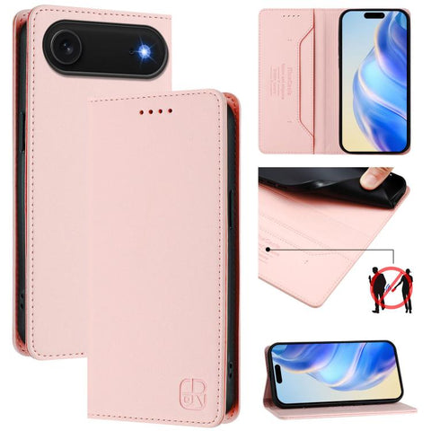 RC01 Dual-Folded Magnetic Suction RFID Leather Phone Case, For iPhone 18 Pro / 17 Pro, For iPhone 18 Pro Max / 17 Pro Max, For iPhone 17e / 16e, For iPhone 17, For iPhone Air, For iPhone 16 Pro Max