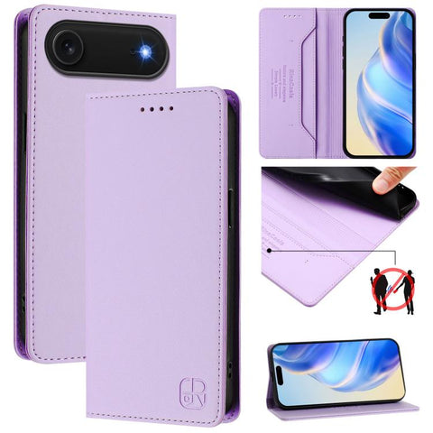 RC01 Dual-Folded Magnetic Suction RFID Leather Phone Case, For iPhone 18 Pro / 17 Pro, For iPhone 18 Pro Max / 17 Pro Max, For iPhone 17e / 16e, For iPhone 17, For iPhone Air, For iPhone 16 Pro Max