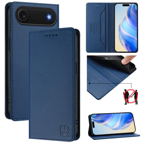 RC01 Dual-Folded Magnetic Suction RFID Leather Phone Case, For iPhone 18 Pro / 17 Pro, For iPhone 18 Pro Max / 17 Pro Max, For iPhone 17e / 16e, For iPhone 17, For iPhone Air, For iPhone 16 Pro Max