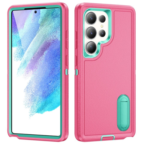 Rugged PC Hybrid Silicone Phone Case with Holder, For Samsung Galaxy S24 / S25 5G, For Samsung Galaxy S24+ / S25+ 5G, For Samsung Galaxy S25 Ultra 5G