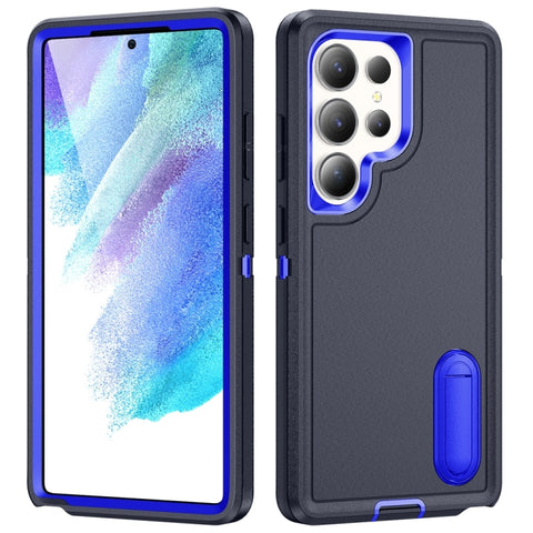 Rugged PC Hybrid Silicone Phone Case with Holder, For Samsung Galaxy S24 / S25 5G, For Samsung Galaxy S24+ / S25+ 5G, For Samsung Galaxy S25 Ultra 5G