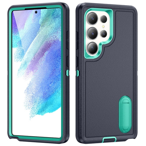 Rugged PC Hybrid Silicone Phone Case with Holder, For Samsung Galaxy S24 / S25 5G, For Samsung Galaxy S24+ / S25+ 5G, For Samsung Galaxy S25 Ultra 5G