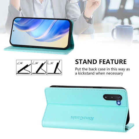 RC01 Dual-Folded Magnetic Suction RFID Leather Phone Case, For Samsung Galaxy Note10, For Samsung Galaxy Note10+