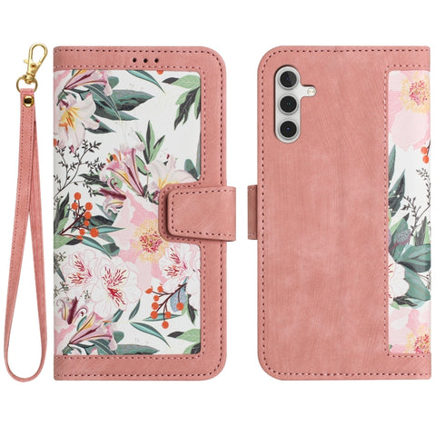 Floral Pattern Leather Phone Case with Lanyard, For Samsung Galaxy S24 5G, For Samsung Galaxy S23 FE 5G, For Samsung Galaxy S23 Ultra 5G, For Samsung Galaxy S23+ 5G, For Samsung Galaxy S23 5G, For Samsung Galaxy S20 FE, For Samsung Galaxy S22 Ultra 5G ...