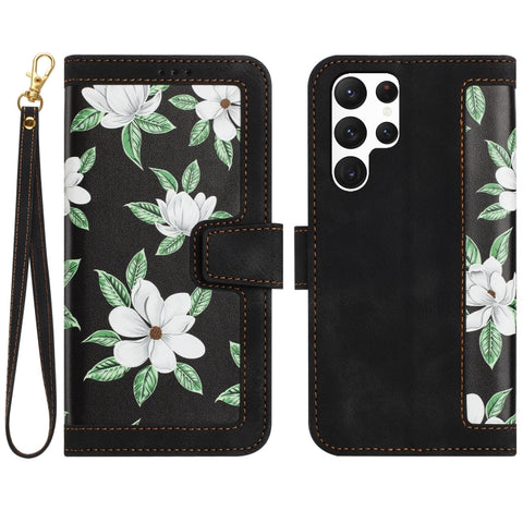 Floral Pattern Leather Phone Case with Lanyard, For Samsung Galaxy S24 5G, For Samsung Galaxy S23 FE 5G, For Samsung Galaxy S23 Ultra 5G, For Samsung Galaxy S23+ 5G, For Samsung Galaxy S23 5G, For Samsung Galaxy S20 FE, For Samsung Galaxy S22 Ultra 5G ...