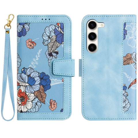 Floral Pattern Leather Phone Case with Lanyard, For Samsung Galaxy S24 5G, For Samsung Galaxy S23 FE 5G, For Samsung Galaxy S23 Ultra 5G, For Samsung Galaxy S23+ 5G, For Samsung Galaxy S23 5G, For Samsung Galaxy S20 FE, For Samsung Galaxy S22 Ultra 5G ...