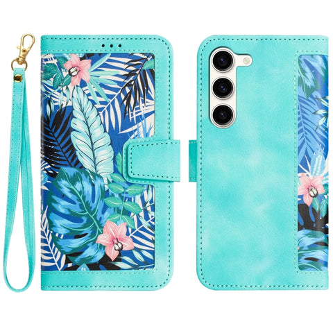 Floral Pattern Leather Phone Case with Lanyard, For Samsung Galaxy S24 5G, For Samsung Galaxy S23 FE 5G, For Samsung Galaxy S23 Ultra 5G, For Samsung Galaxy S23+ 5G, For Samsung Galaxy S23 5G, For Samsung Galaxy S20 FE, For Samsung Galaxy S22 Ultra 5G ...