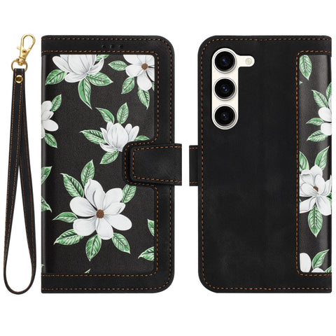 Floral Pattern Leather Phone Case with Lanyard, For Samsung Galaxy S24 5G, For Samsung Galaxy S23 FE 5G, For Samsung Galaxy S23 Ultra 5G, For Samsung Galaxy S23+ 5G, For Samsung Galaxy S23 5G, For Samsung Galaxy S20 FE, For Samsung Galaxy S22 Ultra 5G ...
