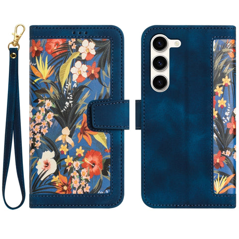 Floral Pattern Leather Phone Case with Lanyard, For Samsung Galaxy S24 5G, For Samsung Galaxy S23 FE 5G, For Samsung Galaxy S23 Ultra 5G, For Samsung Galaxy S23+ 5G, For Samsung Galaxy S23 5G, For Samsung Galaxy S20 FE, For Samsung Galaxy S22 Ultra 5G ...