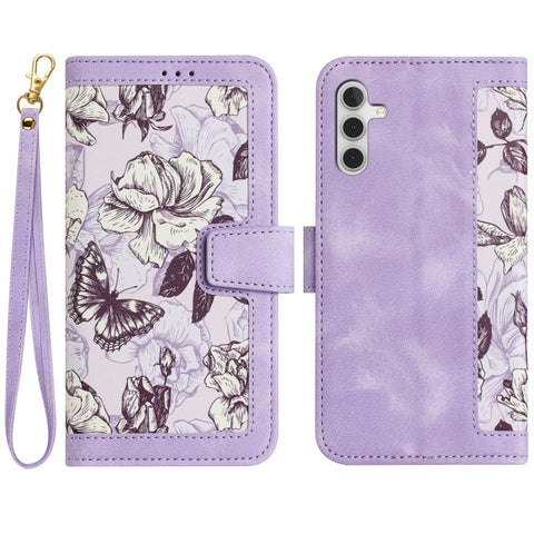 Floral Pattern Leather Phone Case with Lanyard, For Samsung Galaxy S24 5G, For Samsung Galaxy S23 FE 5G, For Samsung Galaxy S23 Ultra 5G, For Samsung Galaxy S23+ 5G, For Samsung Galaxy S23 5G, For Samsung Galaxy S20 FE, For Samsung Galaxy S22 Ultra 5G ...
