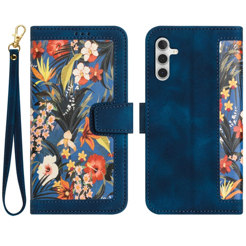 Floral Pattern Leather Phone Case with Lanyard, For Samsung Galaxy S24 5G, For Samsung Galaxy S23 FE 5G, For Samsung Galaxy S23 Ultra 5G, For Samsung Galaxy S23+ 5G, For Samsung Galaxy S23 5G, For Samsung Galaxy S20 FE, For Samsung Galaxy S22 Ultra 5G ...