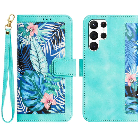 Floral Pattern Leather Phone Case with Lanyard, For Samsung Galaxy S24 5G, For Samsung Galaxy S23 FE 5G, For Samsung Galaxy S23 Ultra 5G, For Samsung Galaxy S23+ 5G, For Samsung Galaxy S23 5G, For Samsung Galaxy S20 FE, For Samsung Galaxy S22 Ultra 5G ...