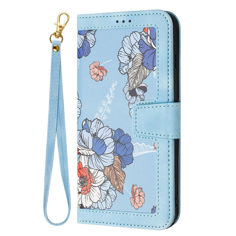 Floral Pattern Leather Phone Case with Lanyard, For Samsung Galaxy S22 5G, For Samsung Galaxy S21 FE 5G, For Samsung Galaxy S21 5G, For Samsung Galaxy S21+ 5G