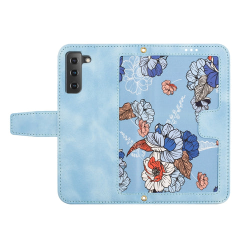 Floral Pattern Leather Phone Case with Lanyard, For Samsung Galaxy S22 5G, For Samsung Galaxy S21 FE 5G, For Samsung Galaxy S21 5G, For Samsung Galaxy S21+ 5G