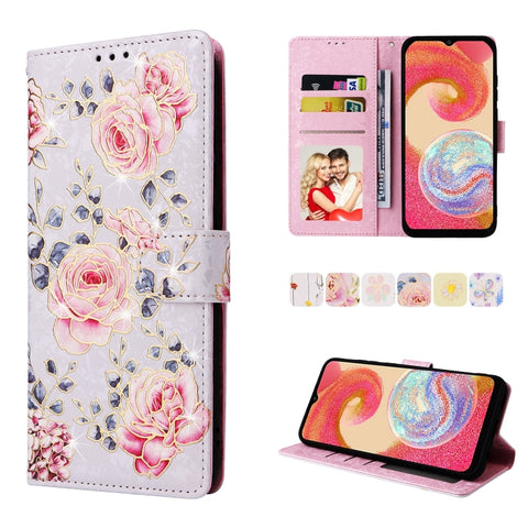 Bronzing Painting RFID Leather Phone Case, For Galaxy A04e