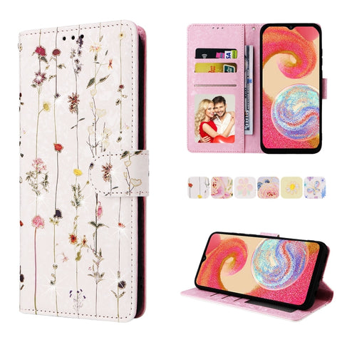 Bronzing Painting RFID Leather Phone Case, For Galaxy A04e