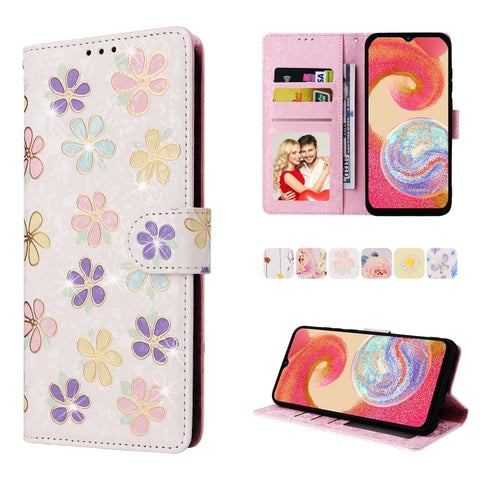 Bronzing Painting RFID Leather Phone Case, For Galaxy A04e