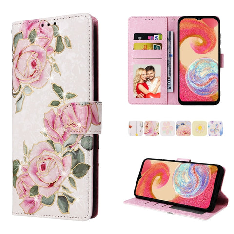 Bronzing Painting RFID Leather Phone Case, For Galaxy A04e