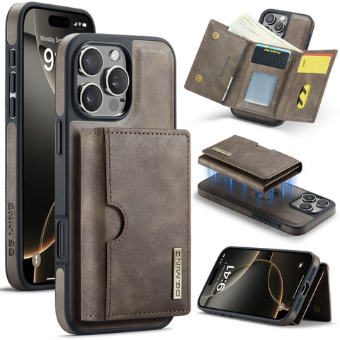 DG.MING M6 Series RFID Tri-fold Card Bag Removable Leather Phone Case, For iPhone 18 Pro / 17 Pro, For iPhone 18 Pro Max / 17 Pro Max, For iPhone 17e / 16e, For iPhone 17, For iPhone Air, For iPhone 16 Pro Max, For iPhone 16 Pro, For iPhone 16 Plus    ...