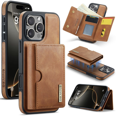 DG.MING M6 Series RFID Tri-fold Card Bag Removable Leather Phone Case, For iPhone 18 Pro / 17 Pro, For iPhone 18 Pro Max / 17 Pro Max, For iPhone 17e / 16e, For iPhone 17, For iPhone Air, For iPhone 16 Pro Max, For iPhone 16 Pro, For iPhone 16 Plus    ...